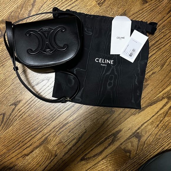 Celine Cuir Triomphe Folco Bag Black - Picture 3 of 16